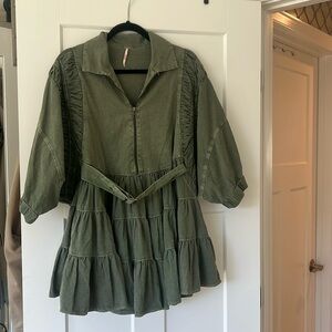 Free people green belted dress